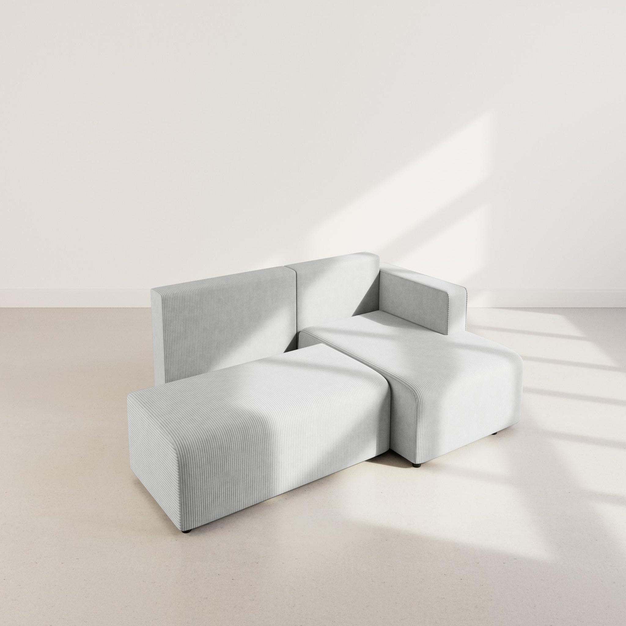 Voir la diapositive 3 : BEST MOBILIER Topaze - canapé d'angle droit 4 places convertible avec coffre en velours côtelé