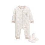 Petit Béguin Combinaison bébé en molleton et chaussons Câlins. Coloris disponibles : Beige