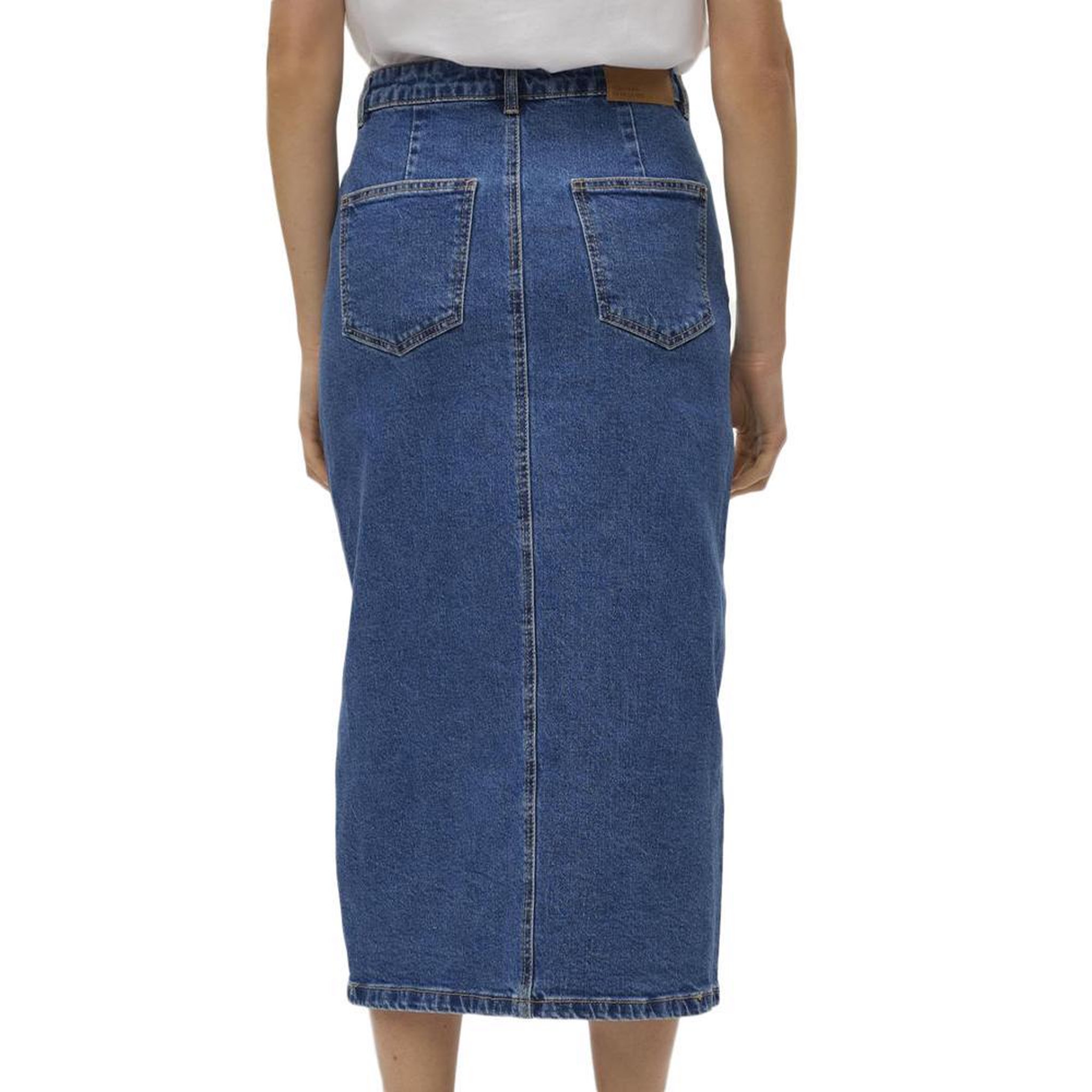 Voir la diapositive 2 : Vero Moda Jupe en jean Longue Bleu Foncé Femme Vero Moda Calf Denim Skirt
