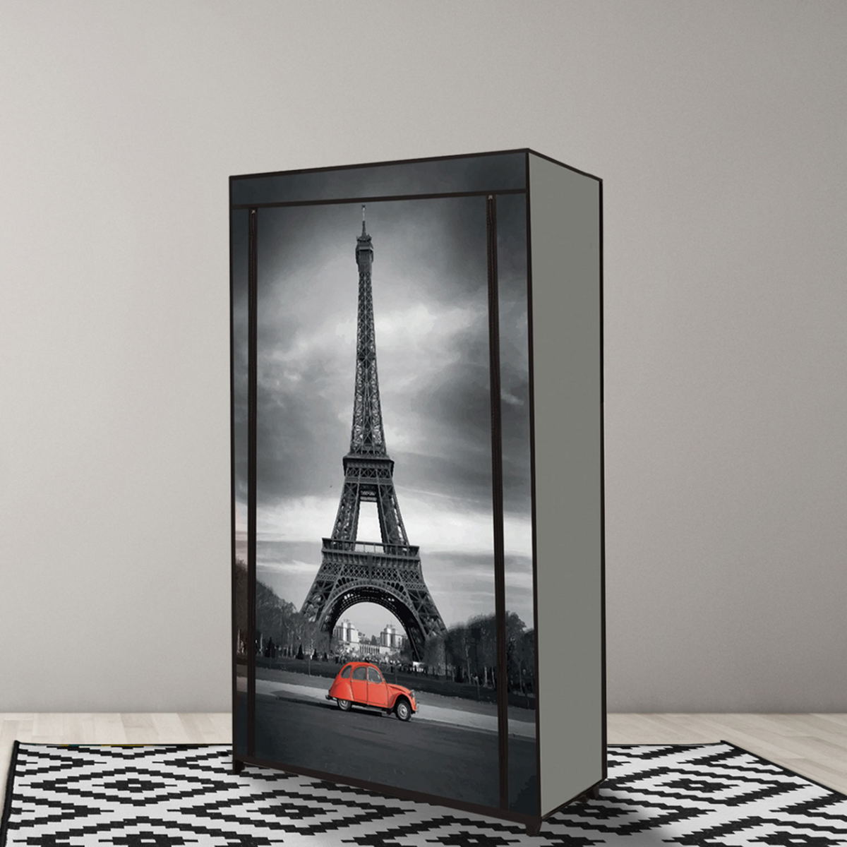 ID MARKET Étagère range chaussures 50 paires + housse imprimé Paris
