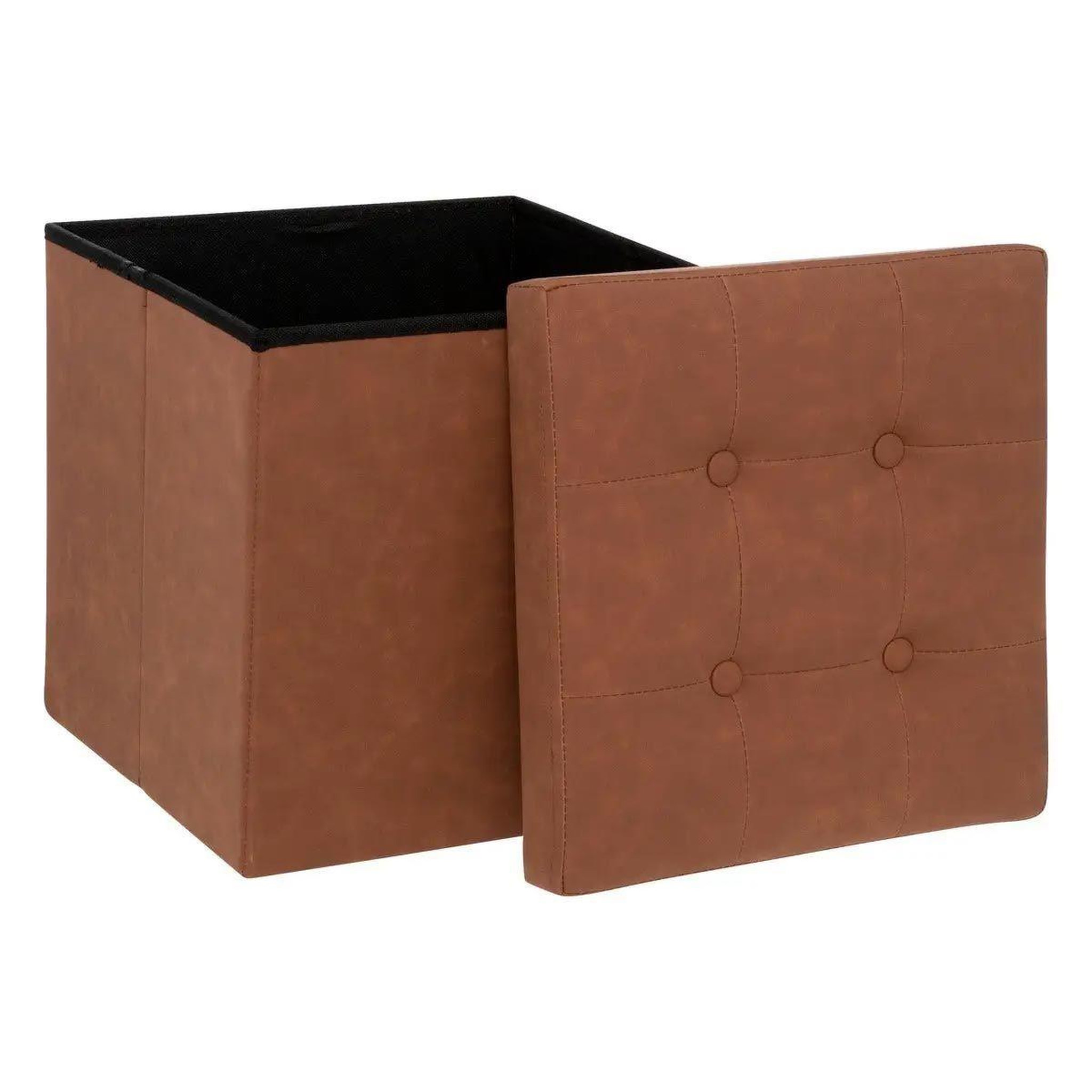 Voir la diapositive 2 : ATMOSPHERA Pouf carré pliable design  soren  38cm marron