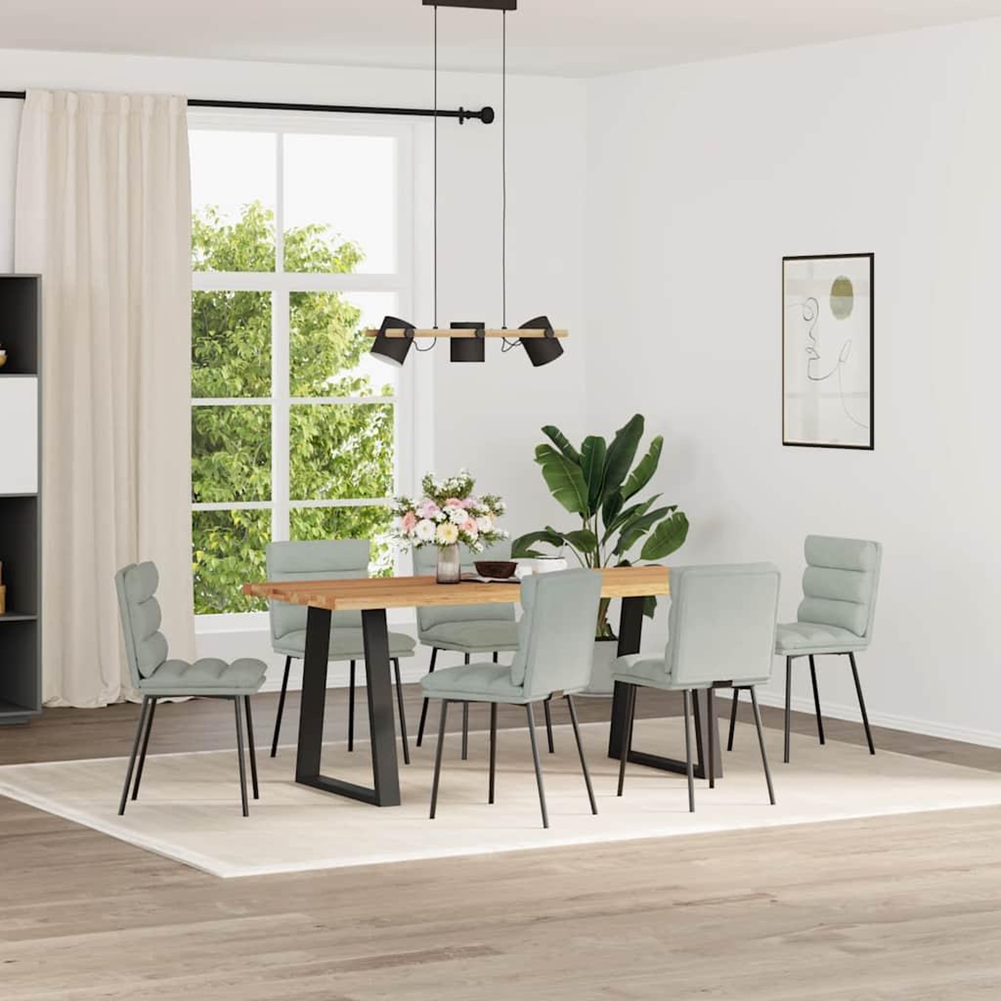 VIDAXL Chaises a manger lot de 6 gris clair velours