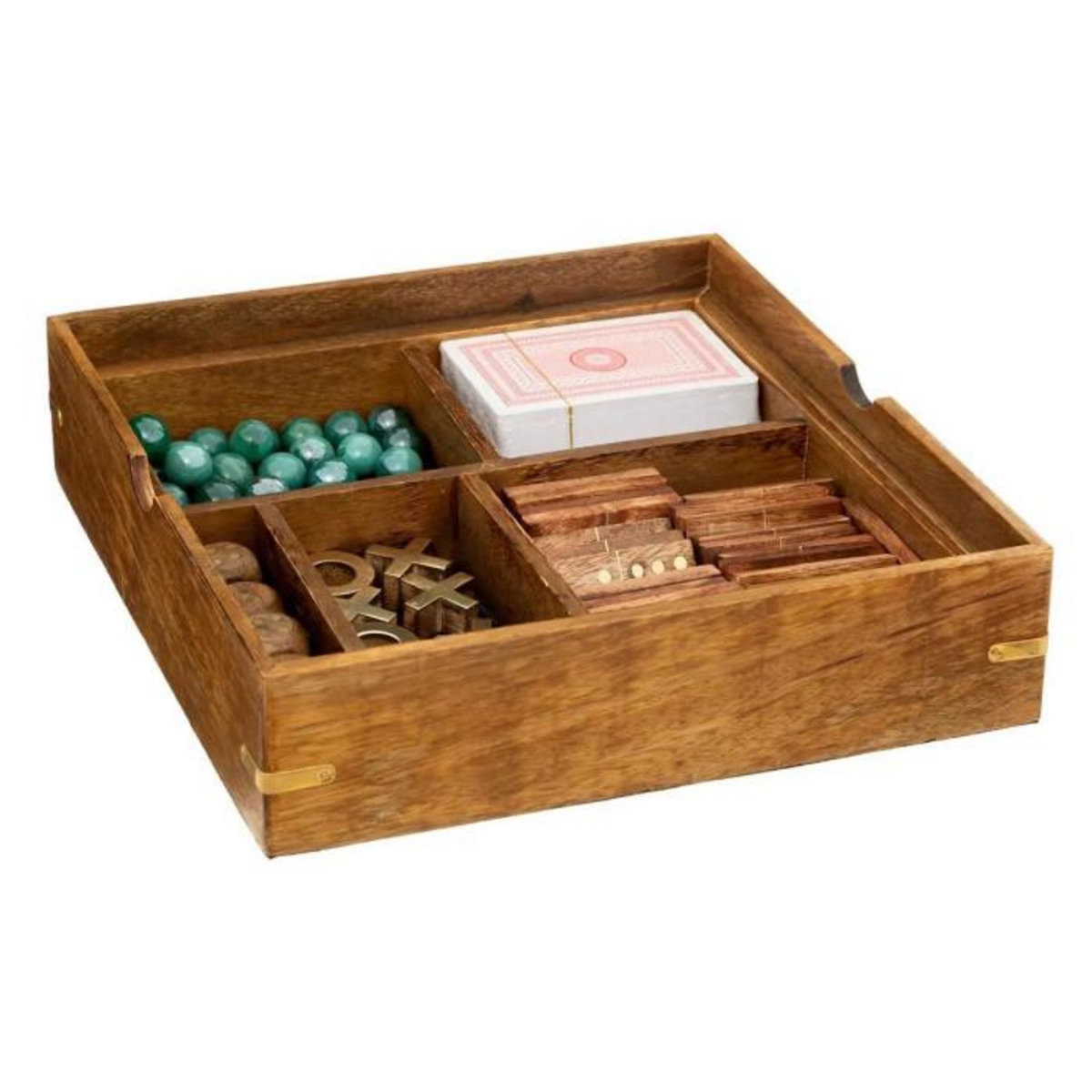 ATMOSPHERA Plateau Muti-Jeux en Bois Déco  Ines  23cm Marron