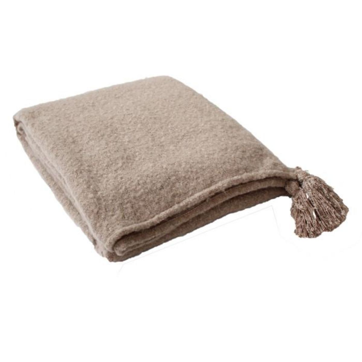 Paris Prix Plaid Effet Laine À Pompons  Célia  125x150cm Naturel