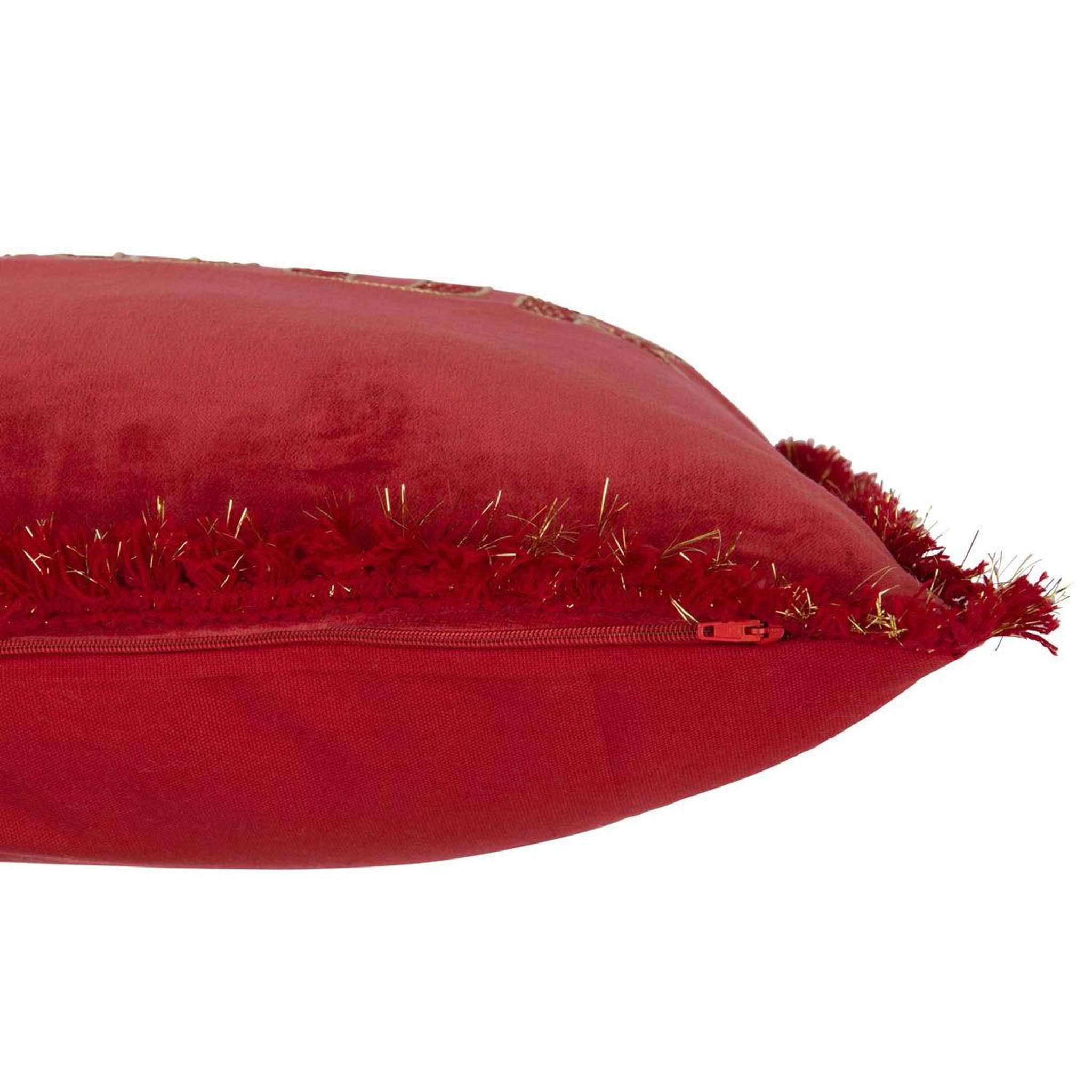 Voir la diapositive 3 : J-LINE Coussin déco amour  ellis  45x45cm rouge