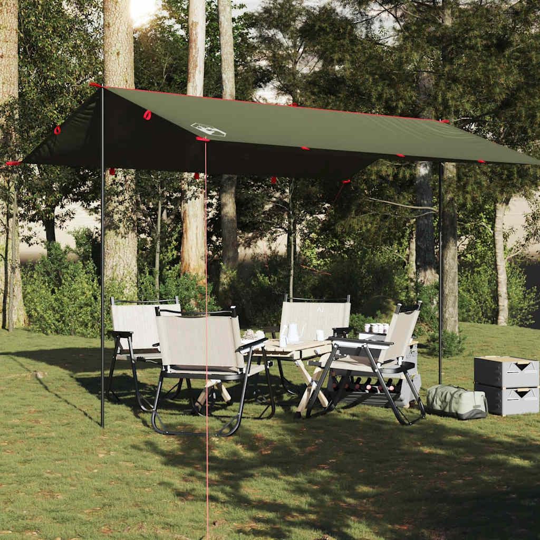 Voir la diapositive 3 : VIDAXL Bache de camping vert olive 406x306 cm impermeable