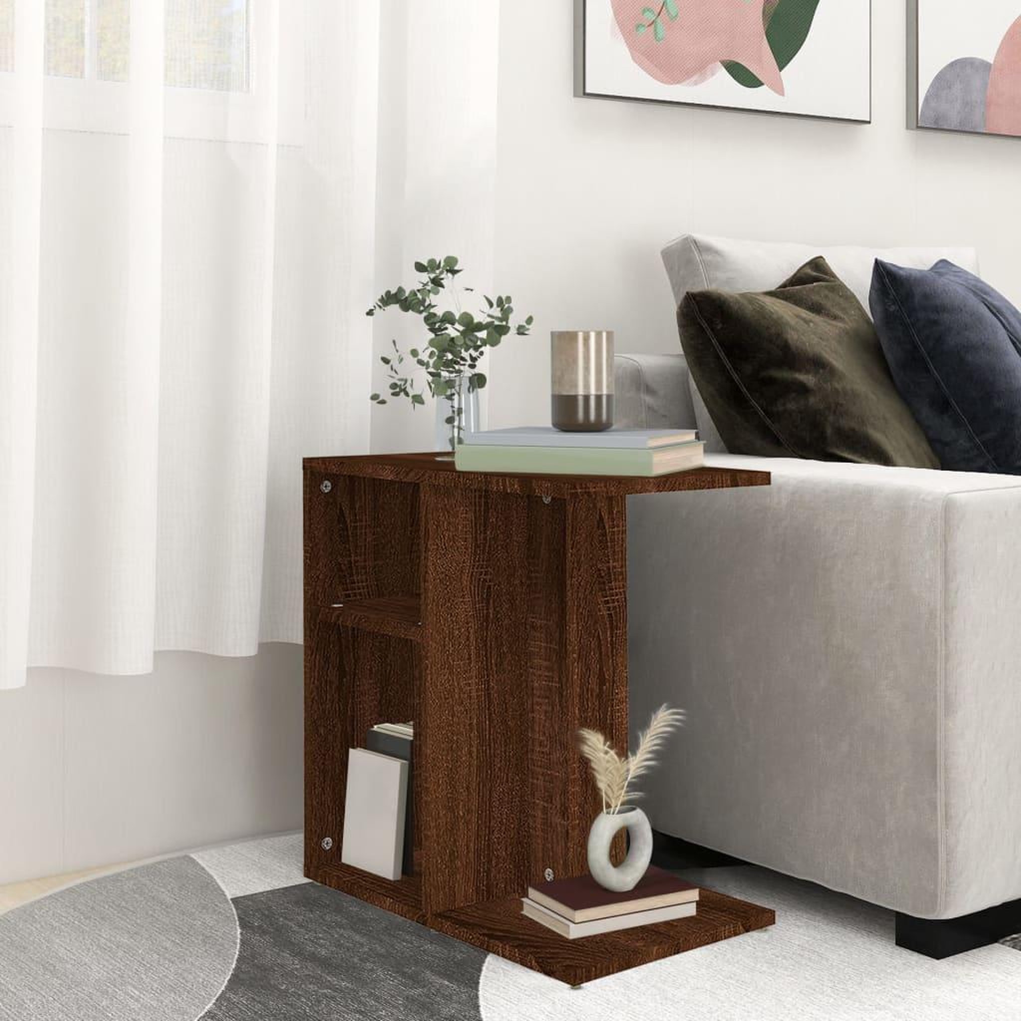 Voir la diapositive 1 : VIDAXL Table d'appoint Chene marron 50x30x50 cm Bois d'ingenierie