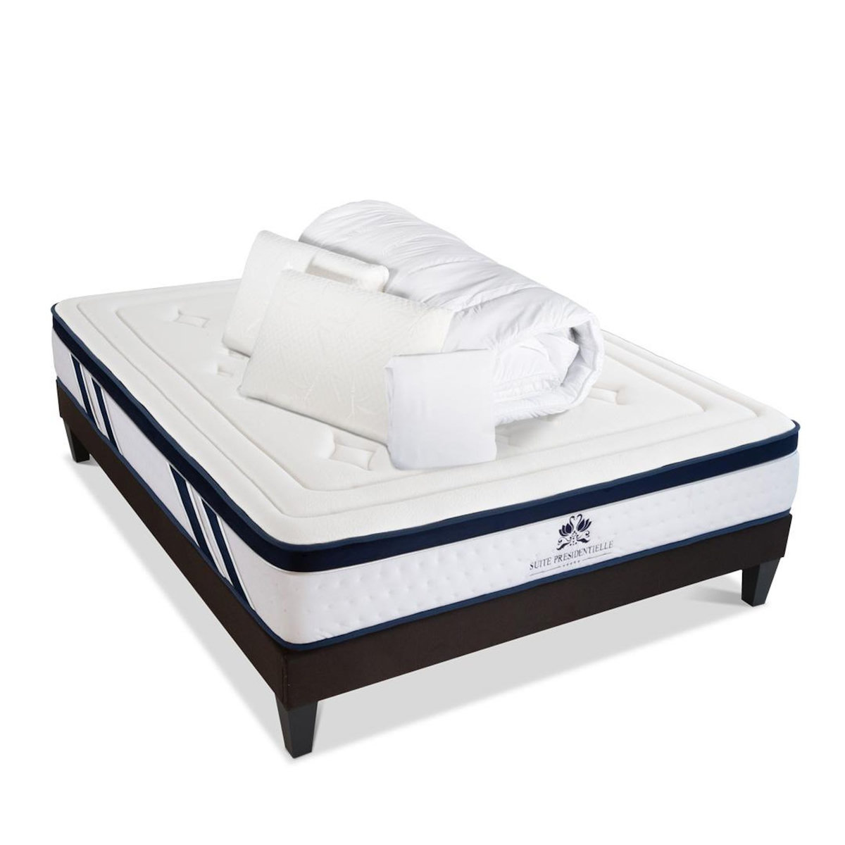 SUITE ETOILEE SUITE ETOILEE | Pack Prêt à dormir SUITE PRESIDENTIELLE | Matelas Mémoire de forme + Sommier + Accessoires