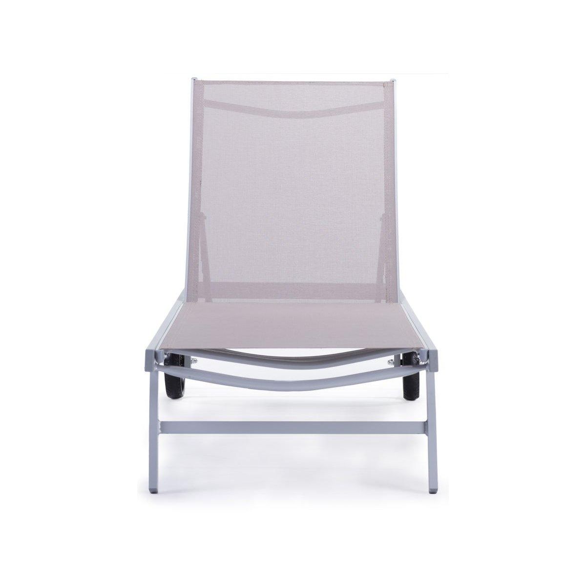 Habitat et Jardin Bain de soleil Alu / Textilene  Bella  avec roues - Taupe