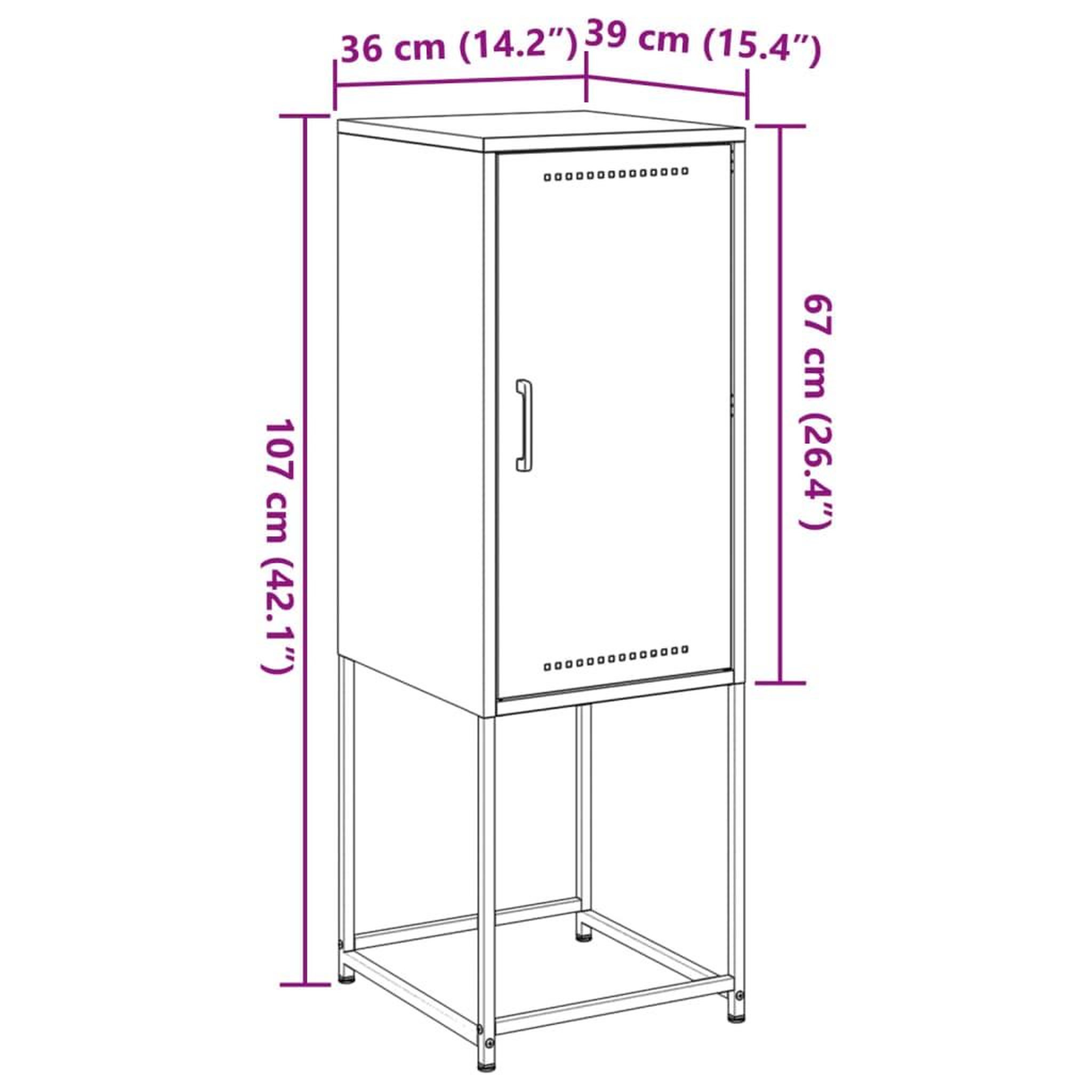 Voir la diapositive 6 : VIDAXL Buffet vert olive 36x39x107 cm acier