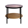 Voir la diapositive 4 : SWEEEK Table basse / d'appoint ronde 52 x 52 cm effet bois et métal noir. 2 plateaux dont un en verre trempé