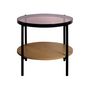 Voir la diapositive 4 : SWEEEK Table basse / d'appoint ronde 52 x 52 cm effet bois et métal noir. 2 plateaux dont un en verre trempé