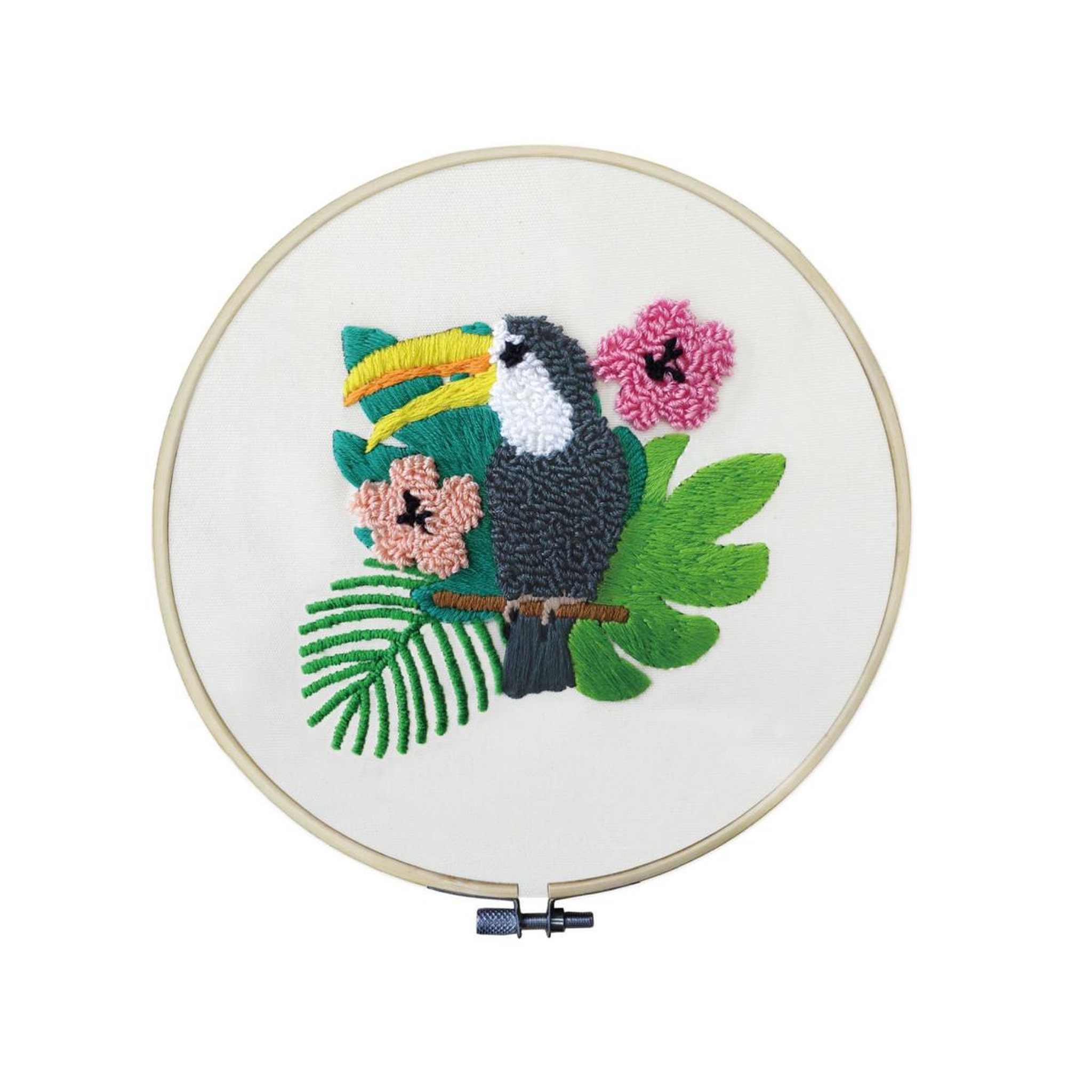 Voir la diapositive 2 : HOMEA Kit Complet Punch Needle  Toucan  21cm Blanc