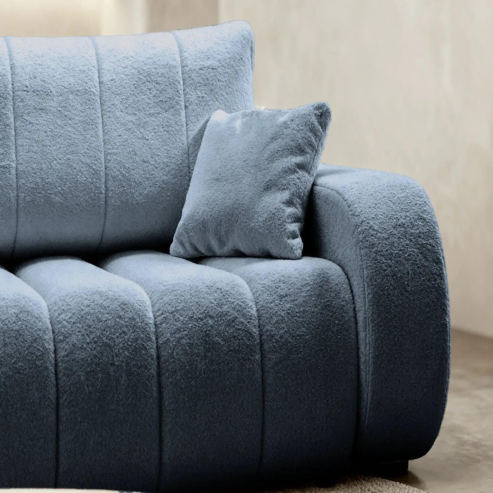 Voir la diapositive 6 : CASANOVA PARIS Celeste - canapé droit convertible tissu bouclette 3 places