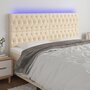 Voir la diapositive 1 : VIDAXL Tete de lit a LED Creme 200x7x118/128 cm Tissu