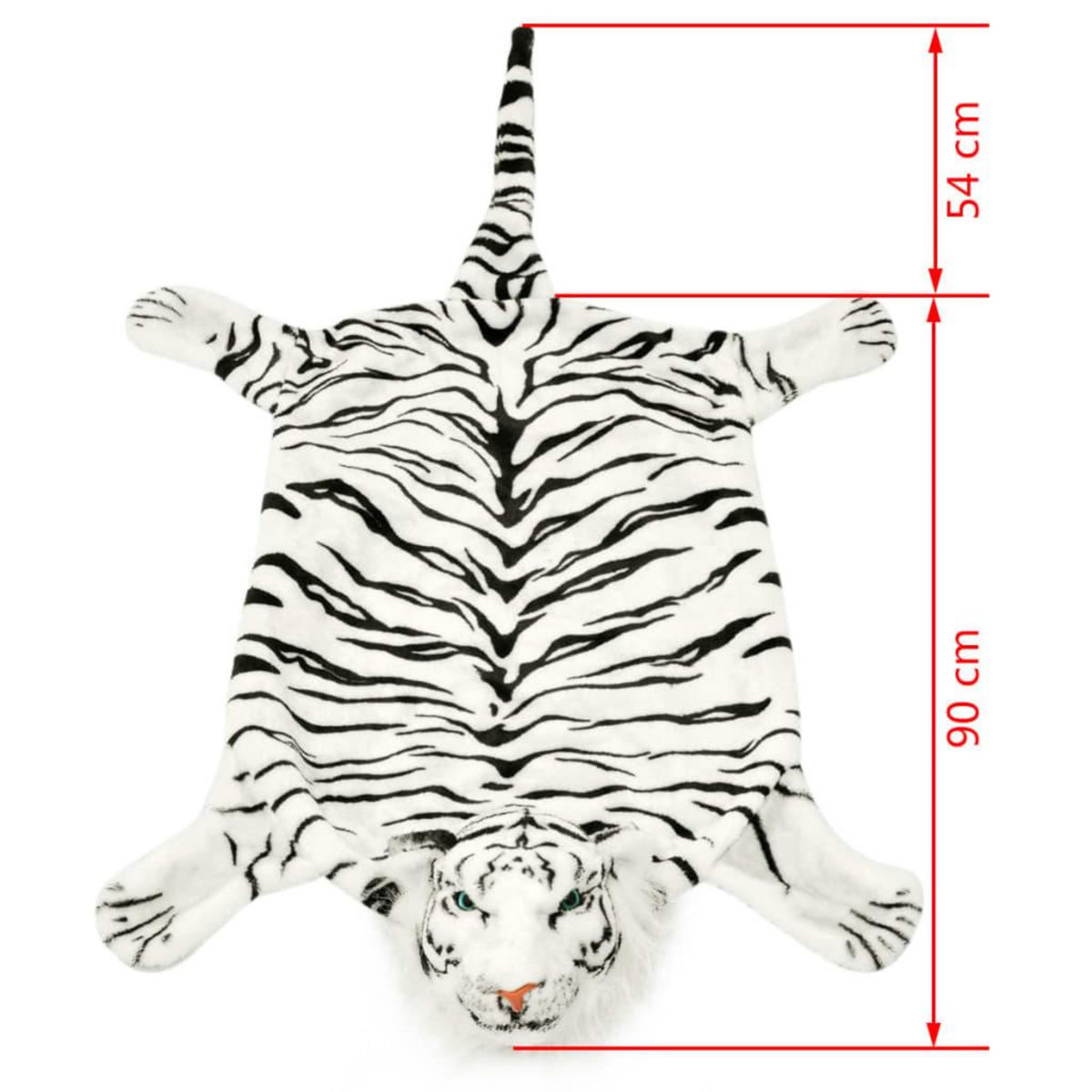 VIDAXL Tapis en peluche en forme de tigre 144 cm Blanc