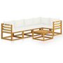 Voir la diapositive 2 : VIDAXL Salon de jardin 6 pcs avec coussin Creme Bois d'acacia solide