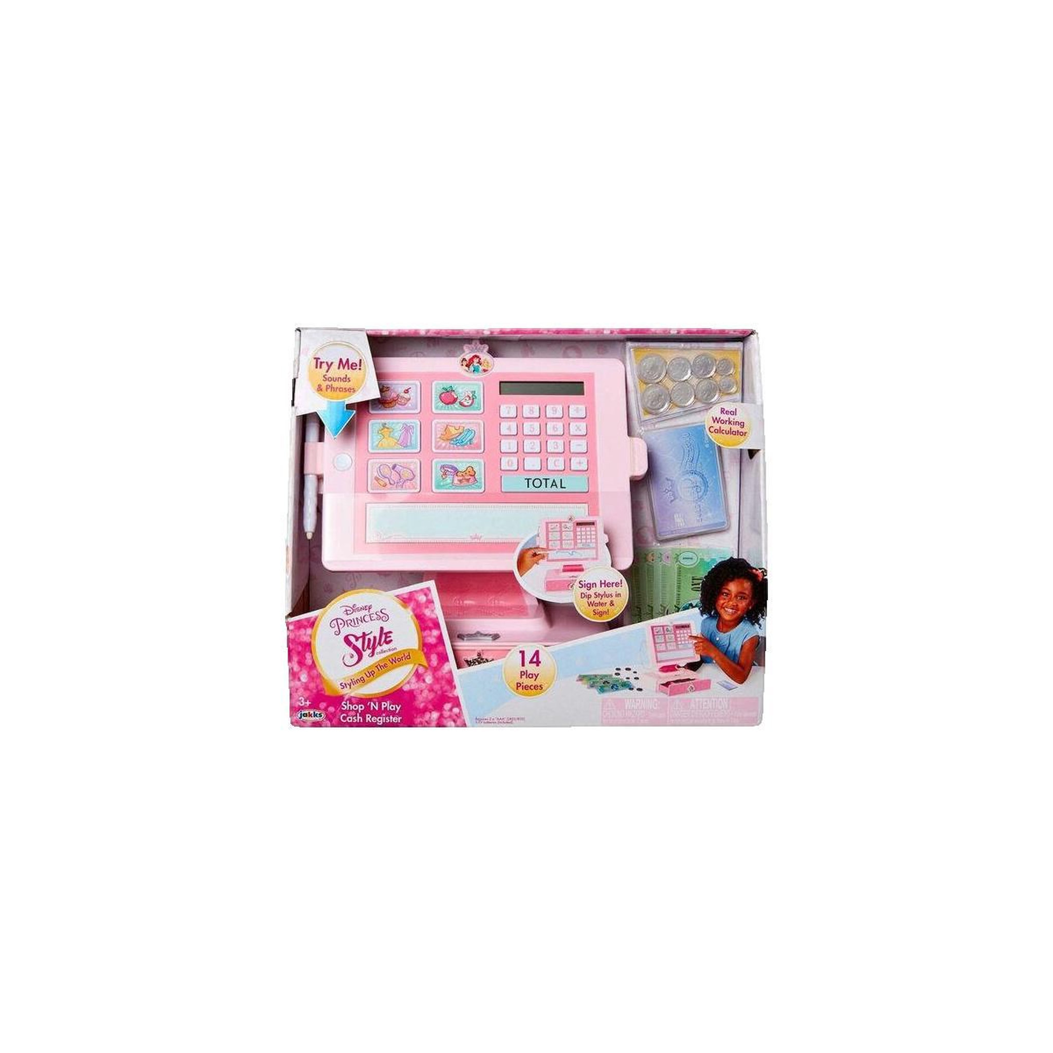 Disney Princesse Caisse enregistreuse Jakks Pacific Disney Rose décorée de princesses