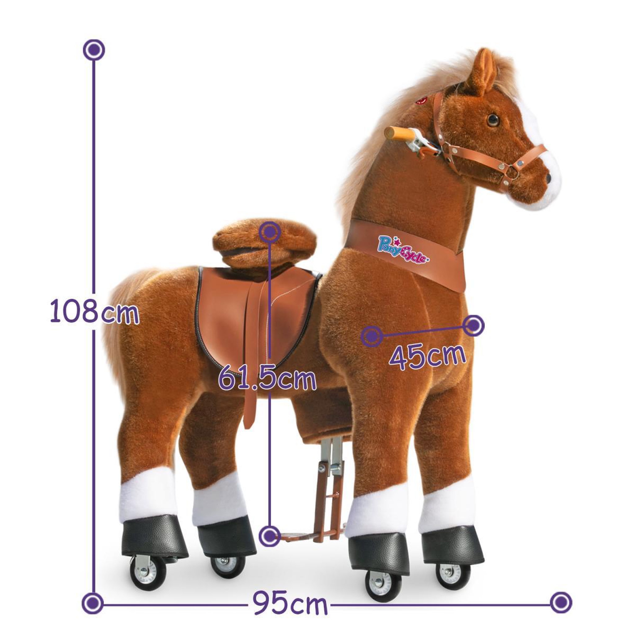 Voir la diapositive 2 : Ponycycle Poney marron avec sabots blanc