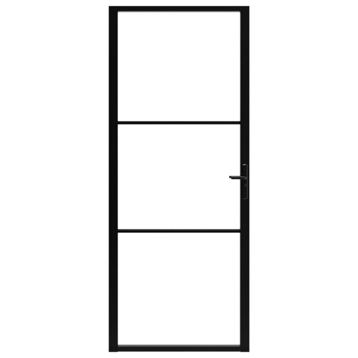 VIDAXL Porte interieure Verre ESG et aluminium 93x201,5 cm Noir