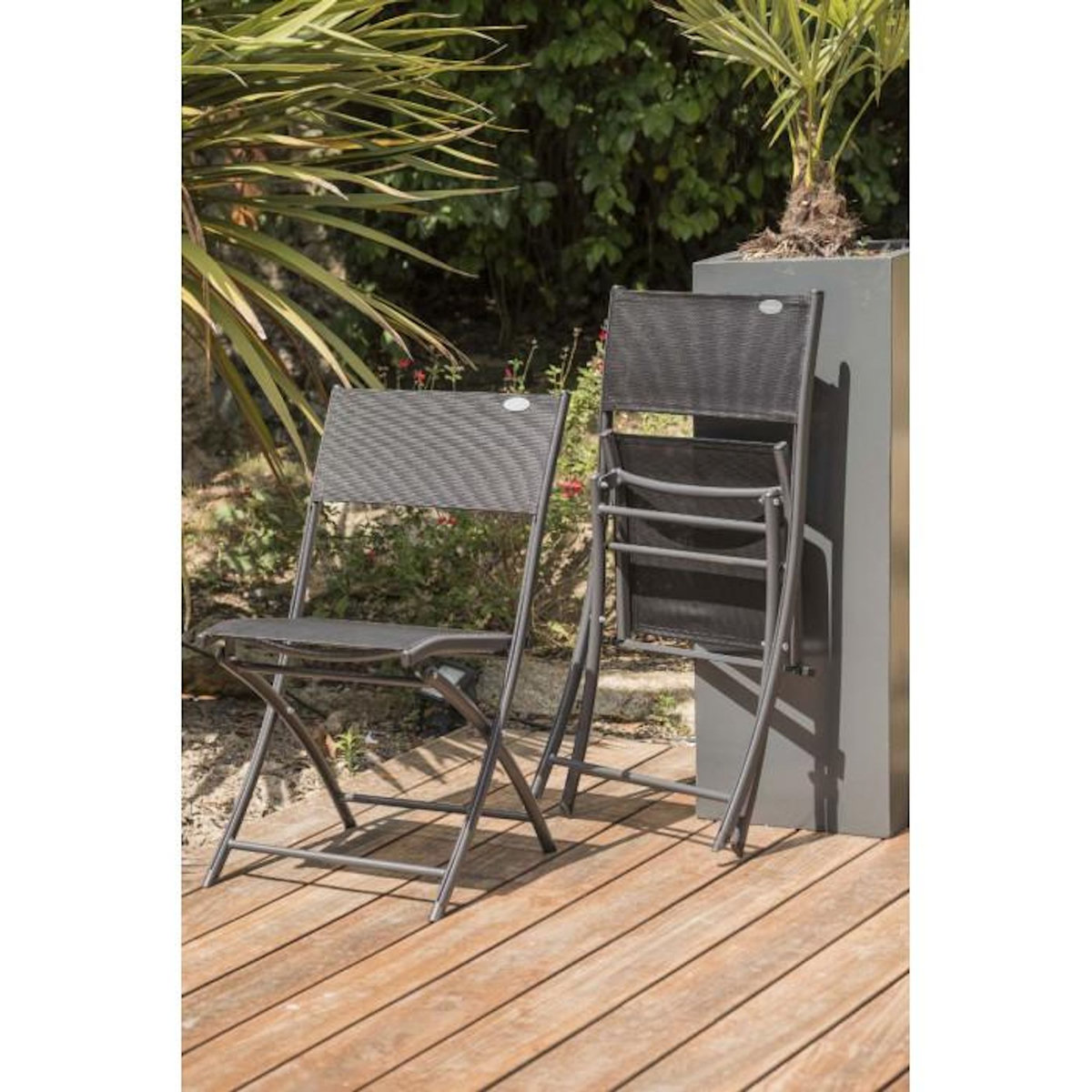 Paris Prix Ensemble Table de Jardin Imitation Bois & 6 Chaises  Boston  150cm Gris Anthracite