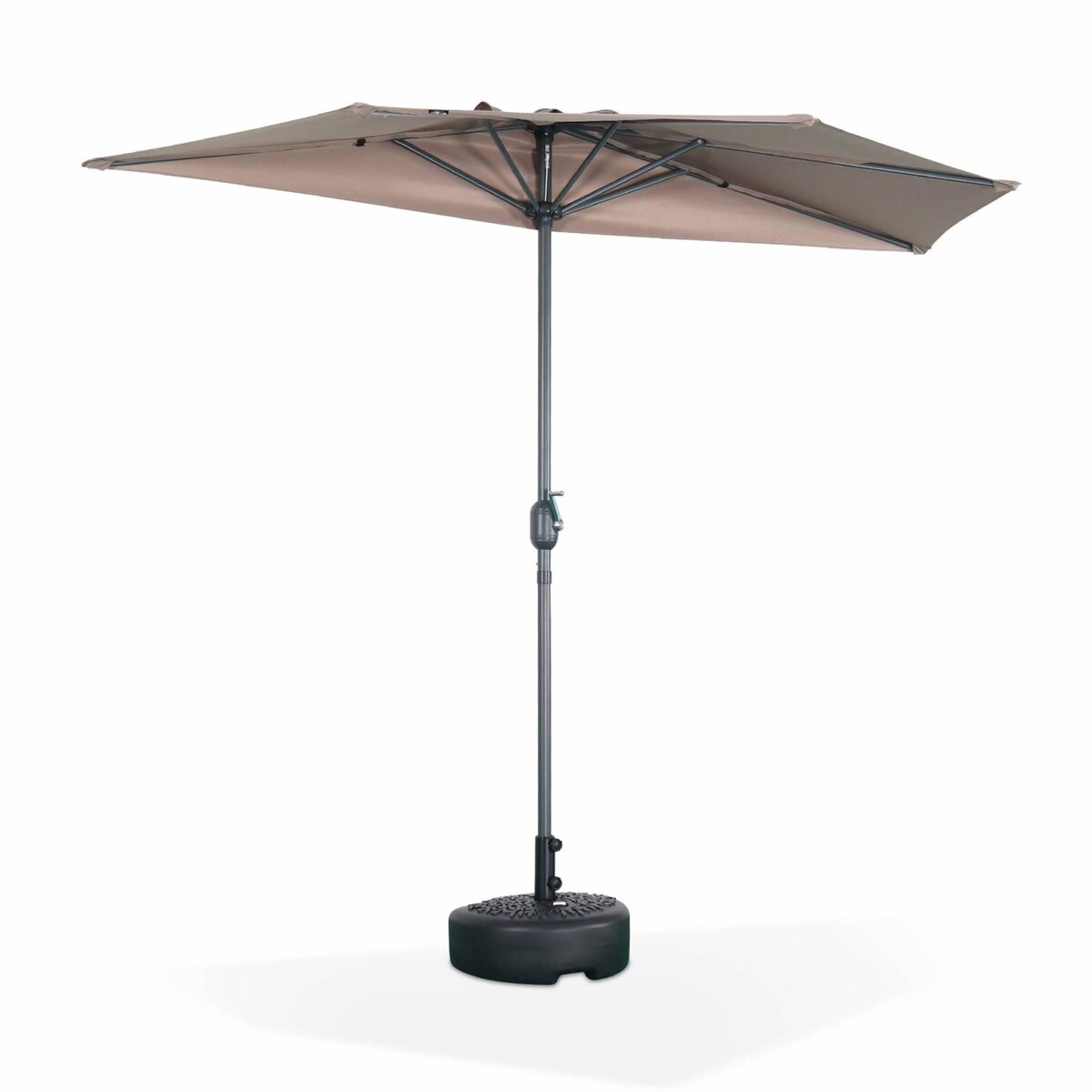 SWEEEK Parasol de balcon Ø250cm  – CALVI – Demi-parasol droit, mât central en aluminium avec manivelle d'ouverture