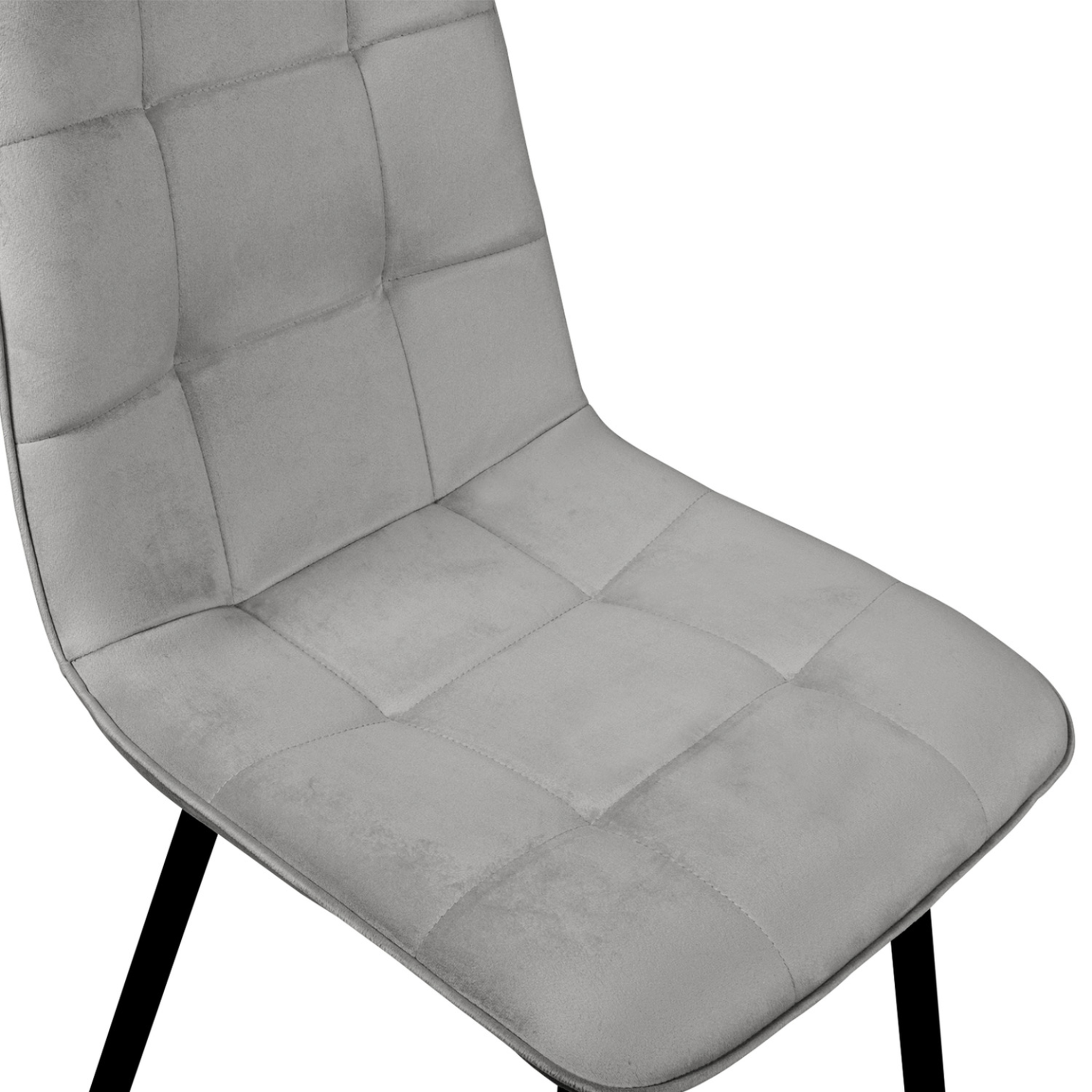 Voir la diapositive 6 : ID MARKET Lot de 4 chaises mila en velours gris clair pour salle à manger