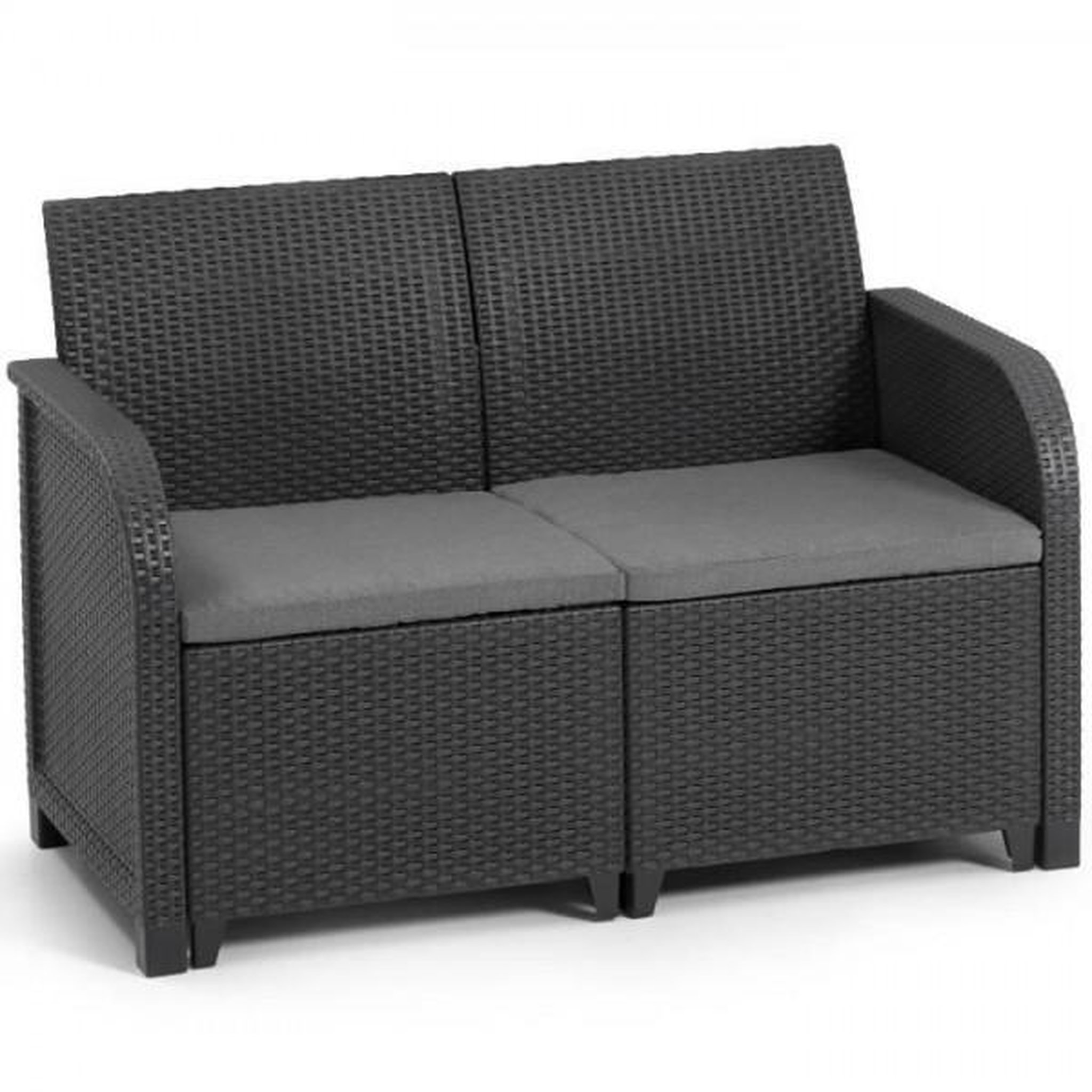 ALLIBERT by KETER Banquette de jardin - Allibert by KETER - SanRemo - en résine imitation rotin tressé - Gris graphite