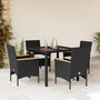 Voir la diapositive 1 : VIDAXL Ensemble a manger de jardin et coussins 5 pcs noir rotin verre