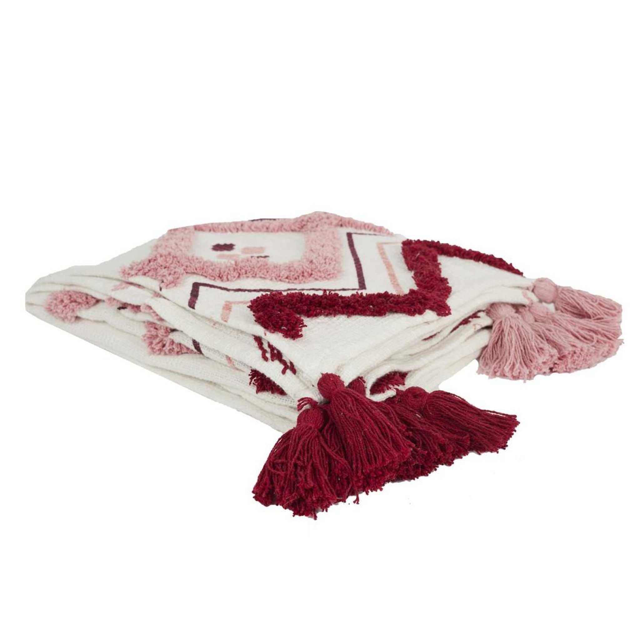 The Home Deco Factory Jeté de canapé tufté  ethnique  130x150cm rose