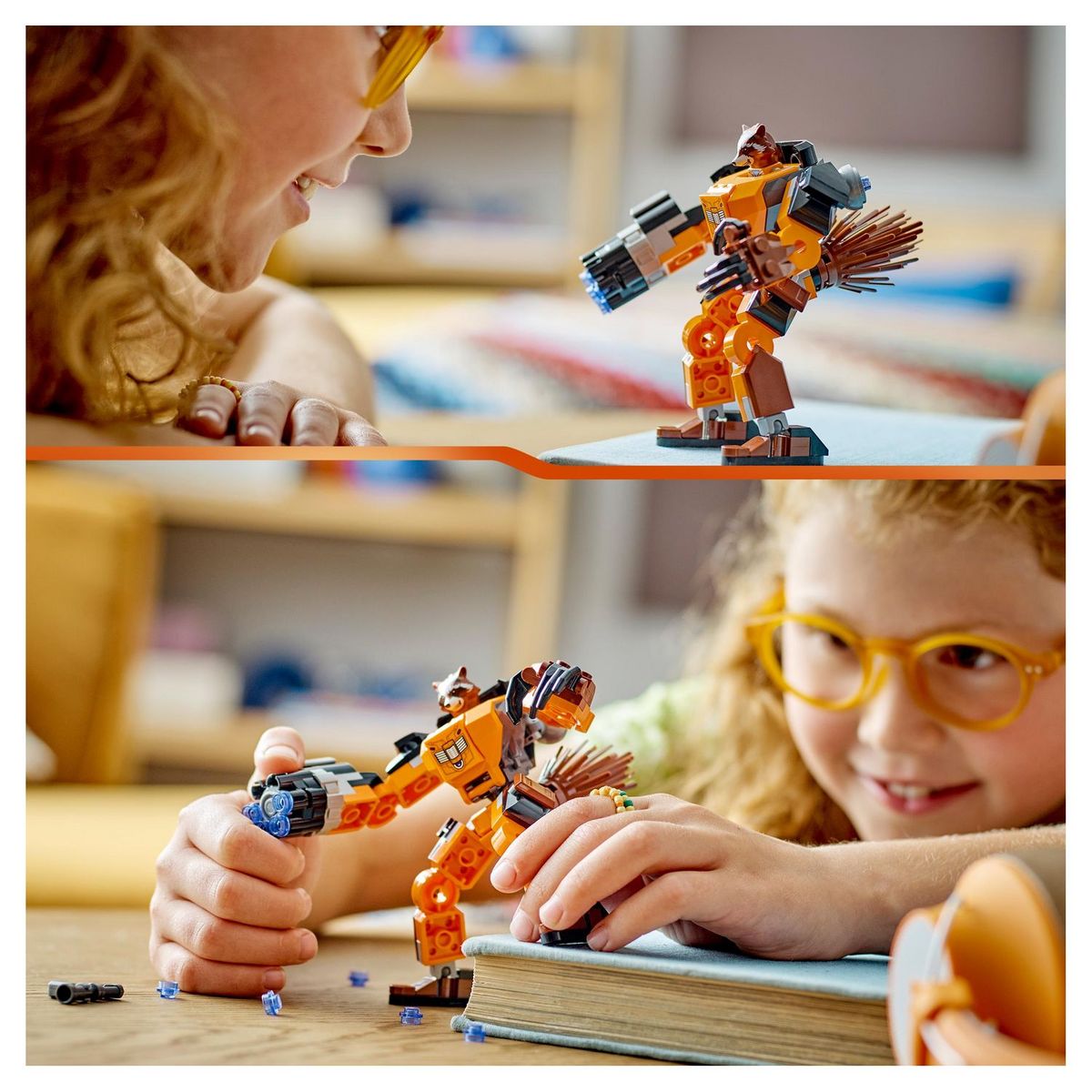 LEGO Marvel 76243 L'armure robot de Rocket,  Figurine Gardiens de la Galaxie, Jouet Raton Laveur, Avengers