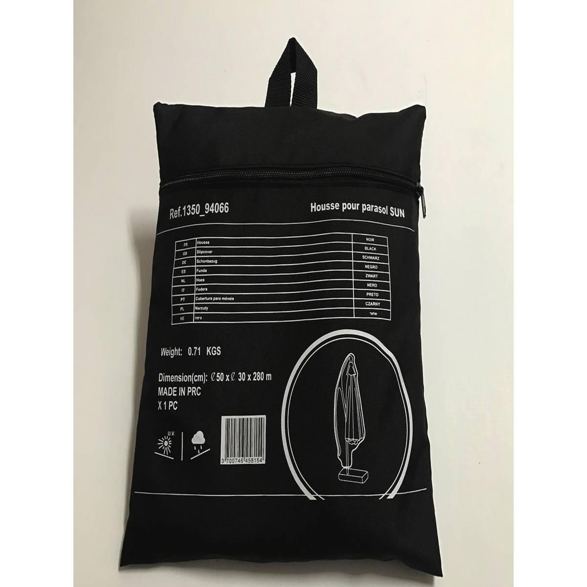 Voir la diapositive 3 : Habitat et Jardin Housse de protection pour parasol - 50 x 30 x 280 cm - noir