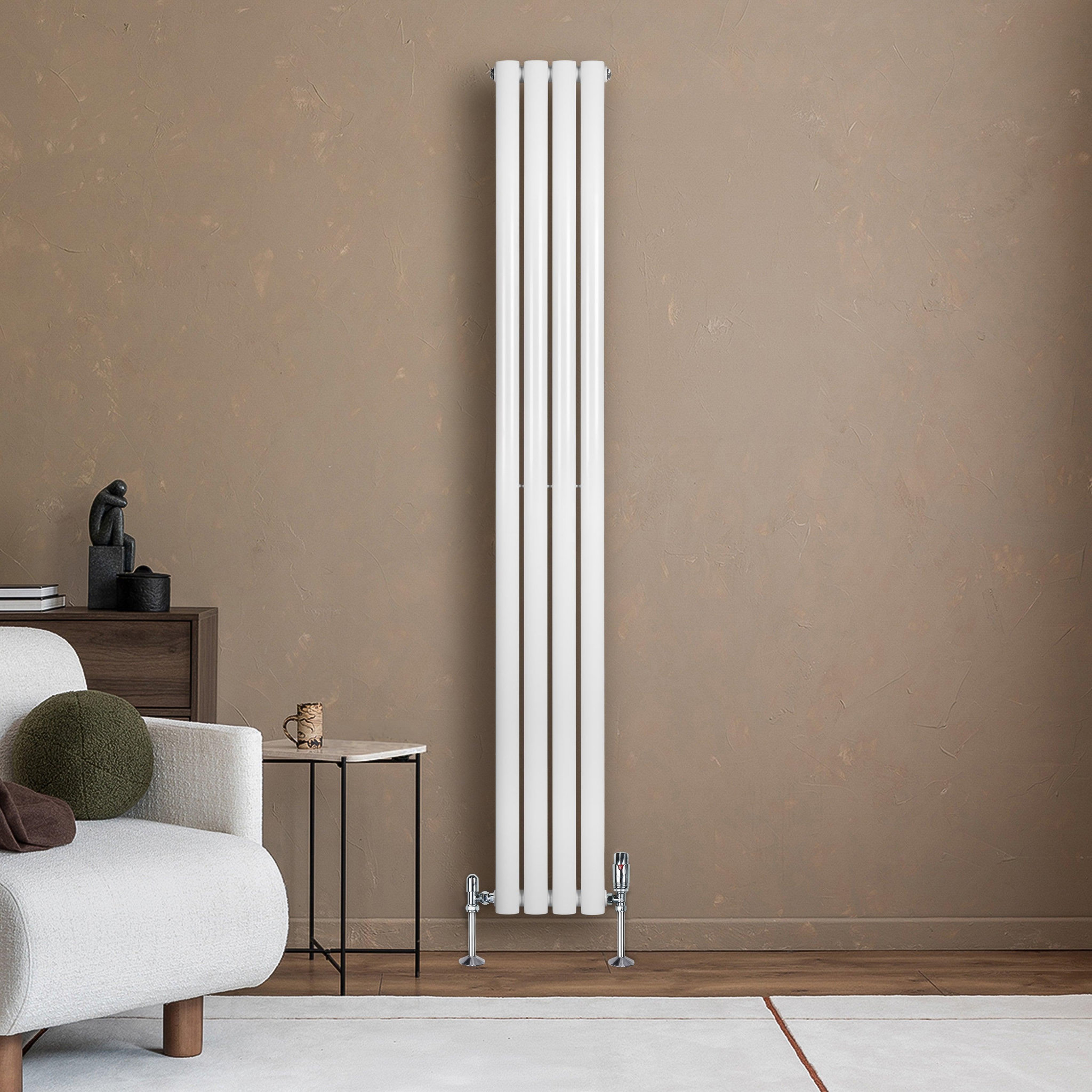 Voir la diapositive 4 : MONSTERSHOP Radiateur à colonnes ovales & vannes, 1 panneau - 1800 x 240 mm