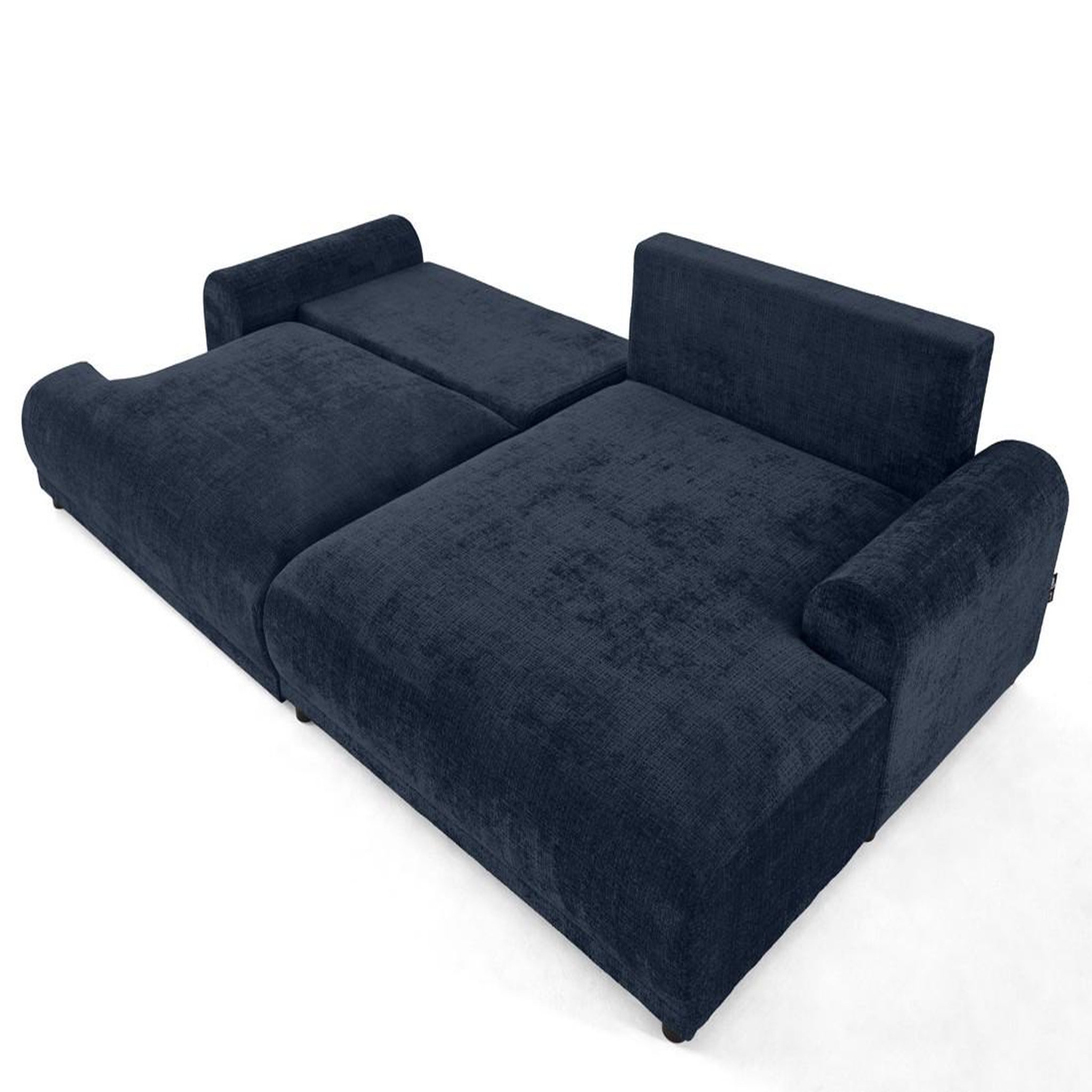Voir la diapositive 2 : BEST MOBILIER Nelly - canapé d'angle droit 4 places convertible avec coffre en velours texturé