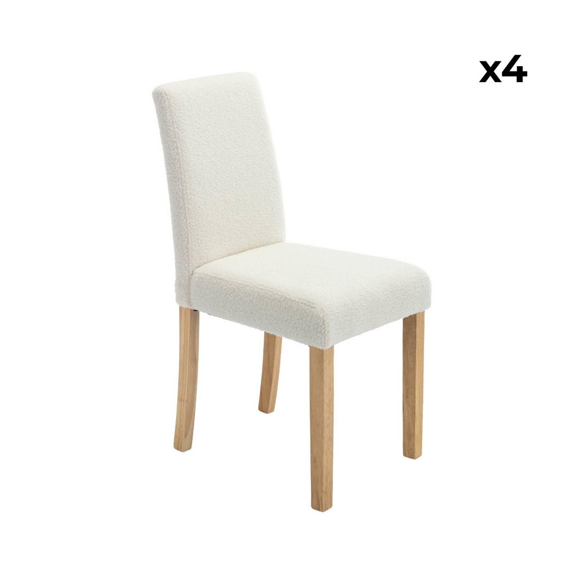 SWEEEK Lot de 4 chaises RITA revêtement bouclette pieds en bois d'hévéa