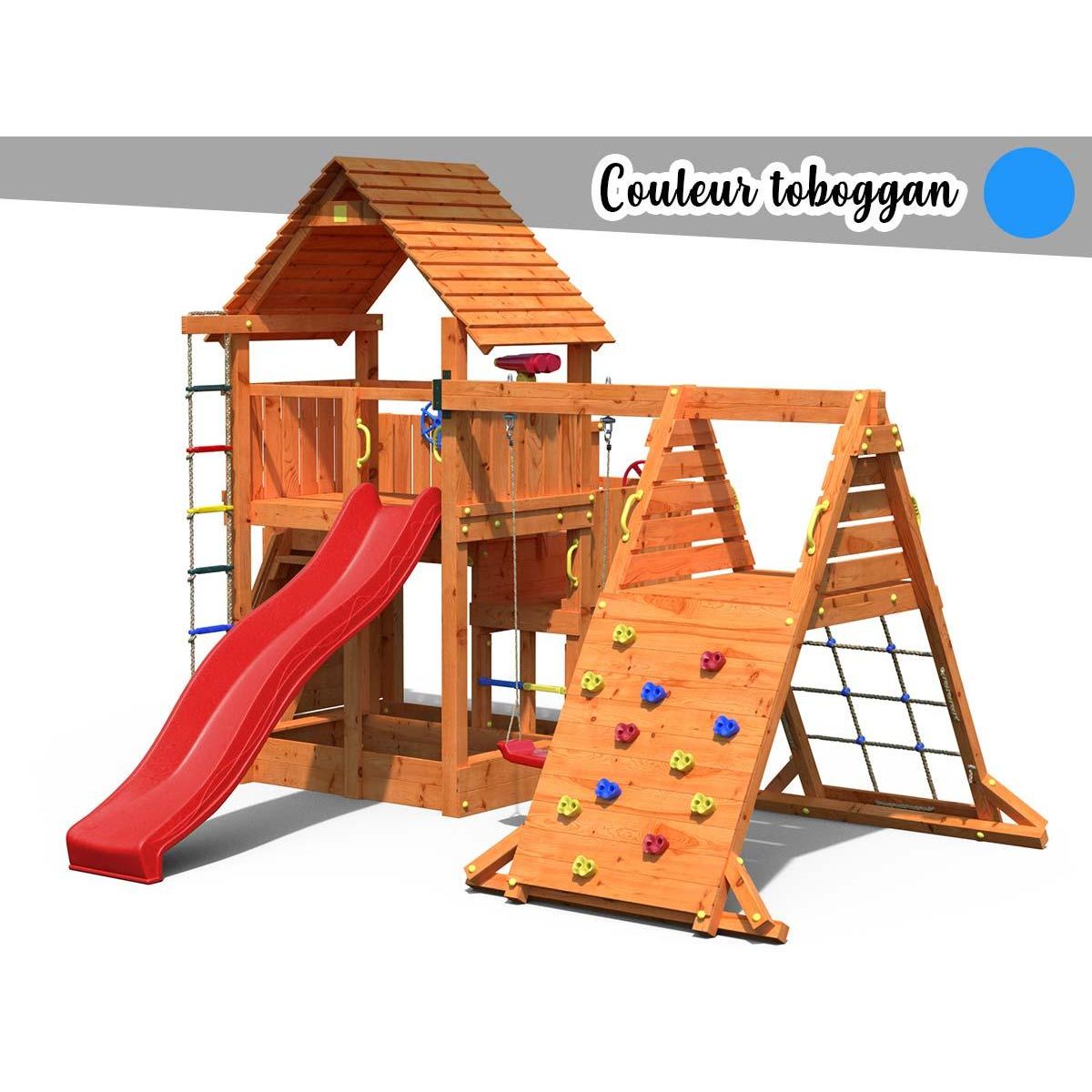 Fungoo Aire de jeux Big Leader Spider + Bac à sable + Corde + Toboggan Bleu - Fungoo