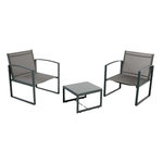 TOILINUX Salon de jardin duo en textaline Madrid - Gris foncé