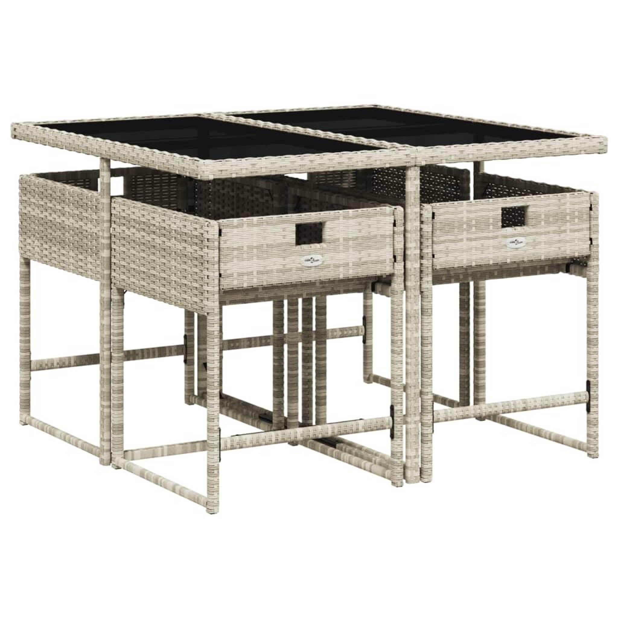 Voir la diapositive 3 : VIDAXL Ensemble a manger de jardin et coussins 5 pcs gris clair rotin