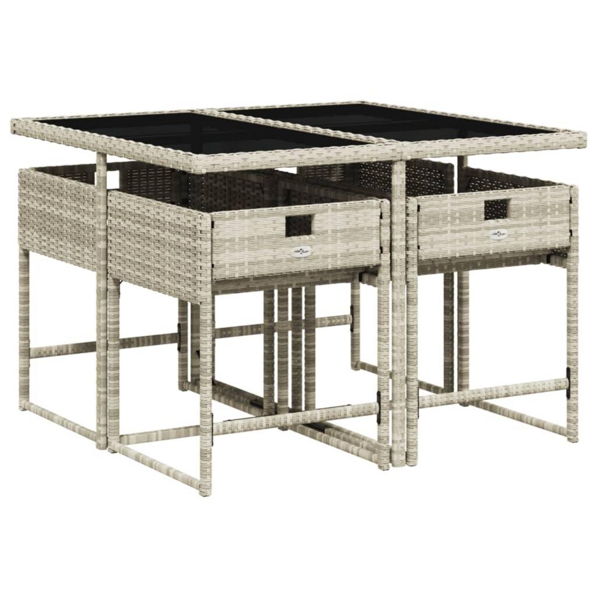 VIDAXL Ensemble a manger de jardin et coussins 5 pcs gris clair rotin