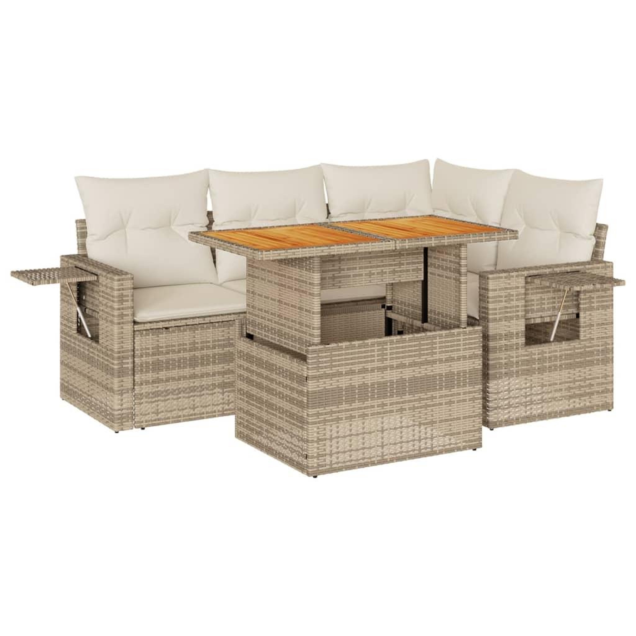 Voir la diapositive 2 : VIDAXL Salon de jardin avec coussins 5 pcs beige resine tressee