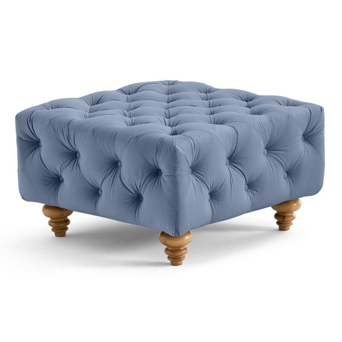 LISA DESIGN Walter - pouf chesterfield en velours - pieds bois