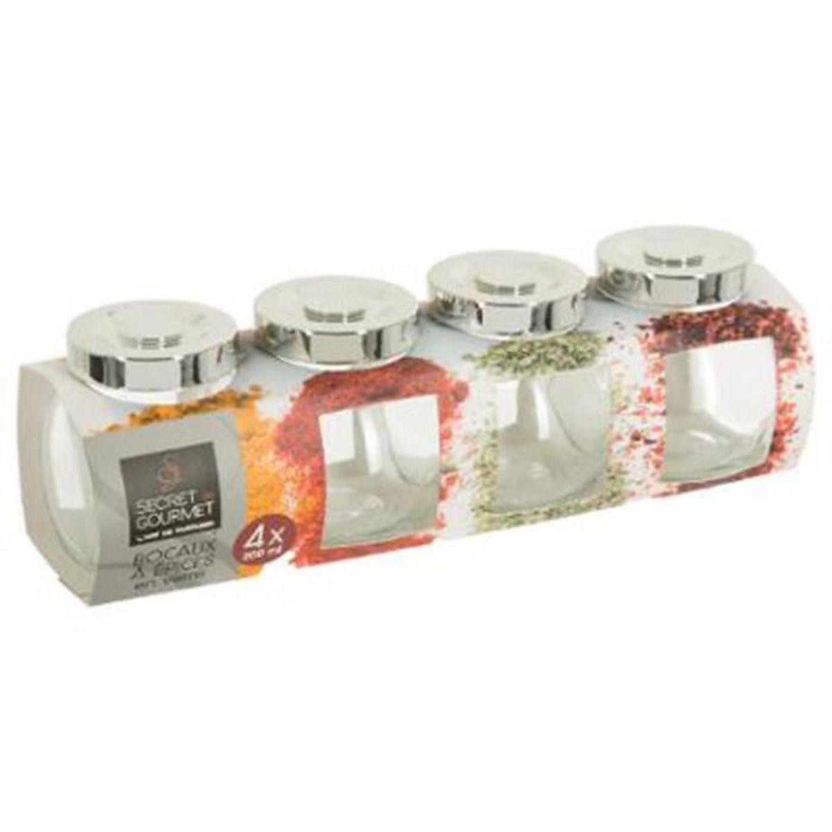 FIVE Lot de 4 Bocaux à Épices  Loupa  200ml Transparent