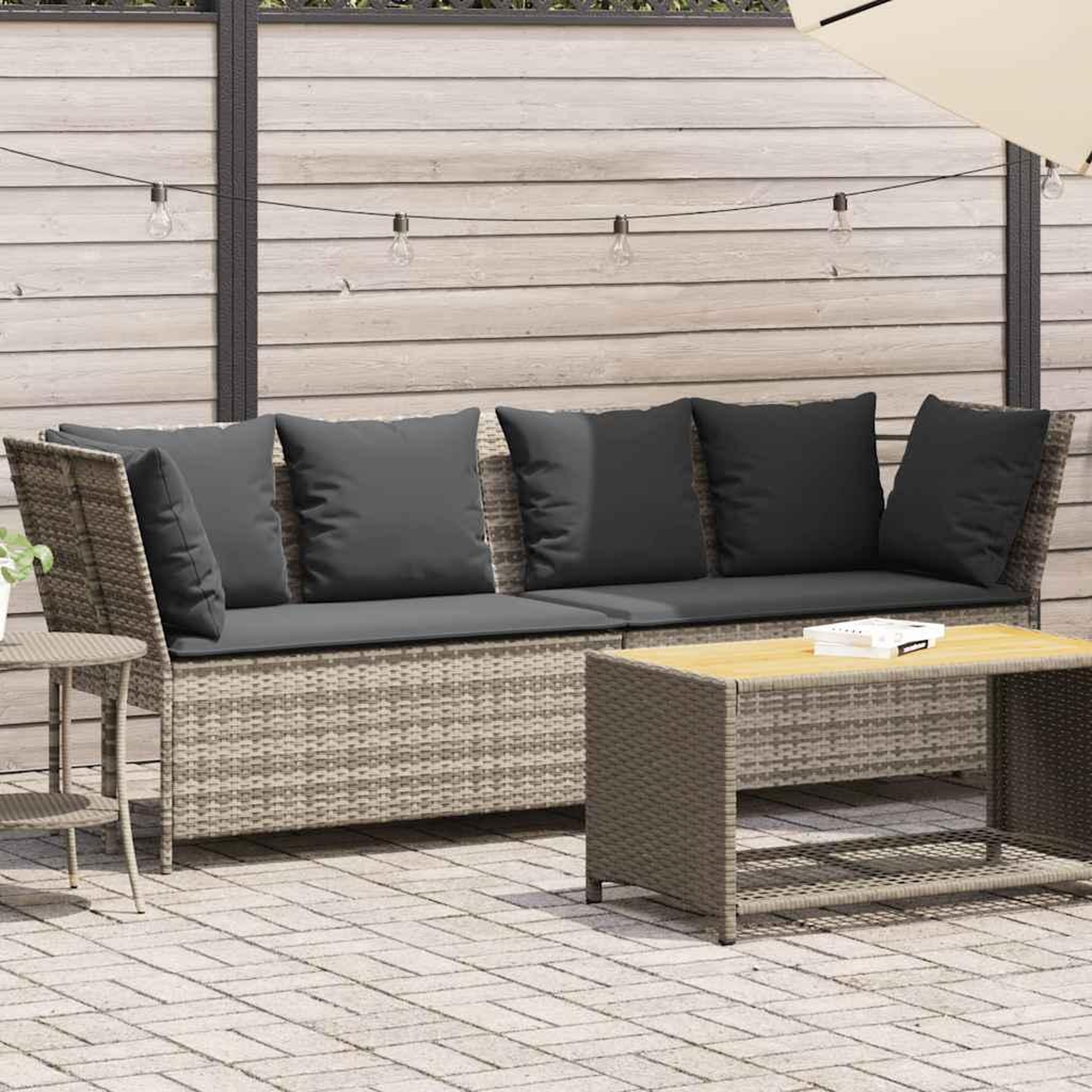 VIDAXL Canape de jardin et coussins gris clair resine tressee