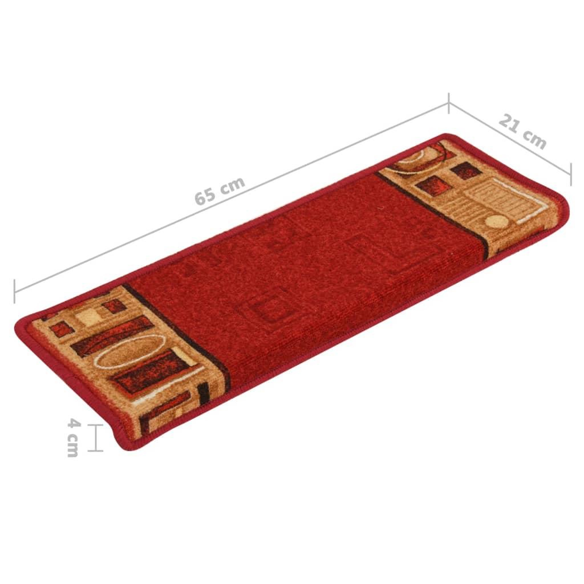 Voir la diapositive 6 : VIDAXL Tapis d'escalier autoadhesifs 10 pcs 65x21x4 cm Rouge