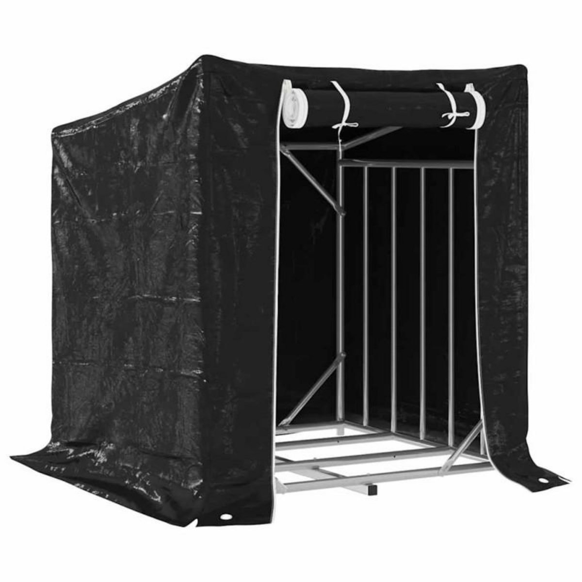 VIDAXL Portant de bois de chauffage et housse de pluie acier galvanisé