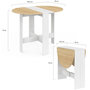 Voir la diapositive 6 : ID MARKET Table console pliable ronde EDI 2-4 personnes bois blanc plateau façon hêtre 103 x 76 cm