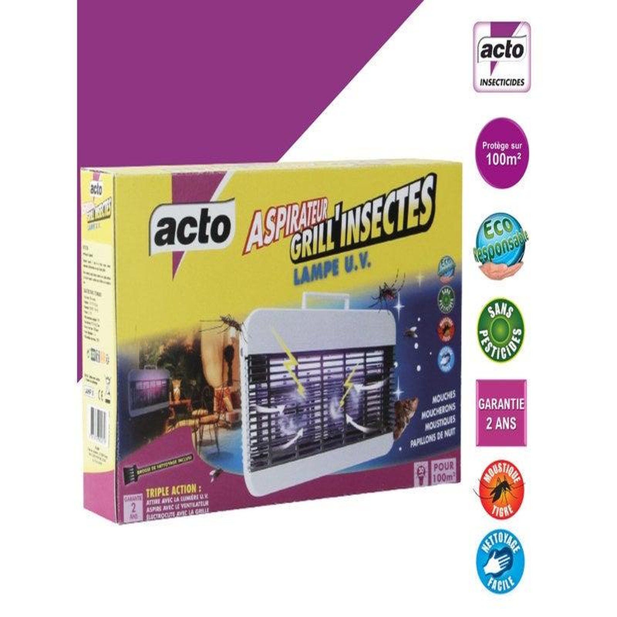 CENTRALE BRICO Aspirateur lampe UV, GRILL'INSECTES, protège 100 m²