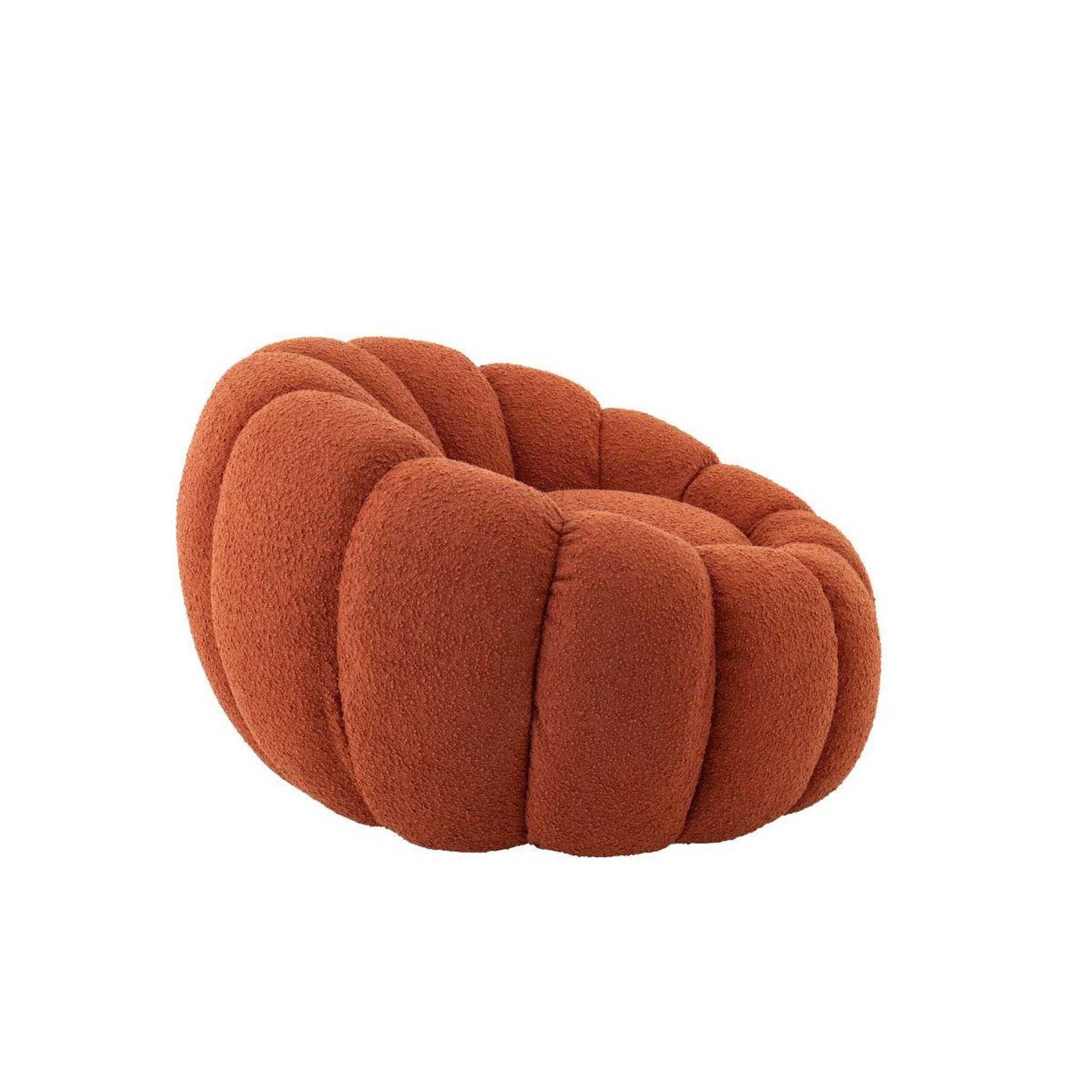 Voir la diapositive 3 : J-LINE Fauteuil coquillage en tissu  fleur  101cm rouille