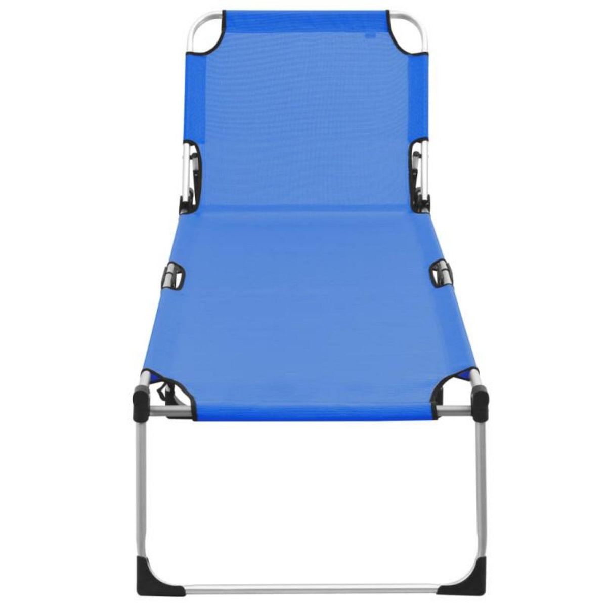 VIDAXL Chaise longue pliable extra haute pour seniors Bleu Aluminium