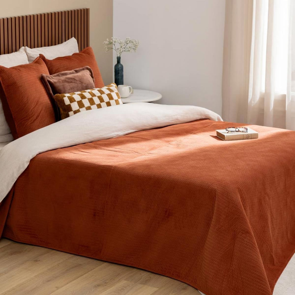 ATMOSPHERA Dessus de Lit & 2 Taies  Lilou  240x260cm Terracotta